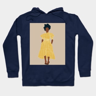 Illustration of a silhouette of a dark girl in a bright yellow dress Hoodie